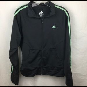 Adidas black with green stripes track jacket